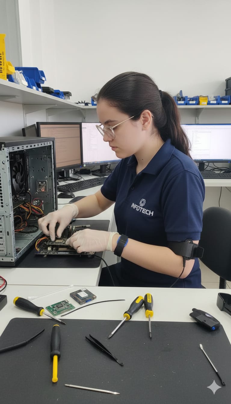 Imagem de um componente do grupo realizando o serviço